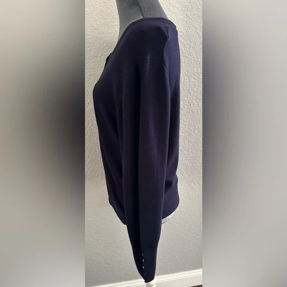 Tahari Navy Cardigan with Gold Buttons – NWT (Size: XL) - Picture 4 of 7